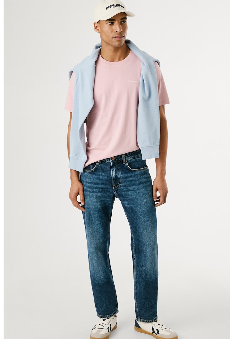 Blugi drepti cu talie medie - Albastru pastel