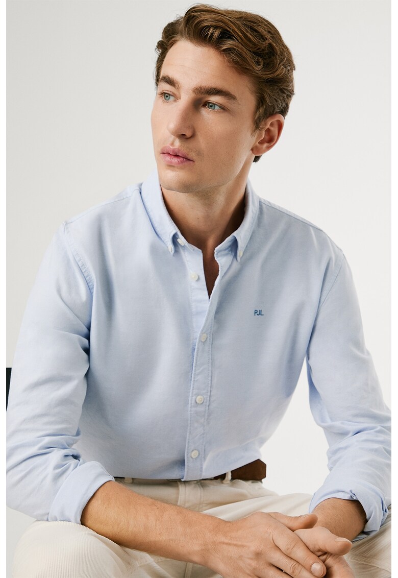 Camasa cu guler fixat cu nasturi - Albastru deschis