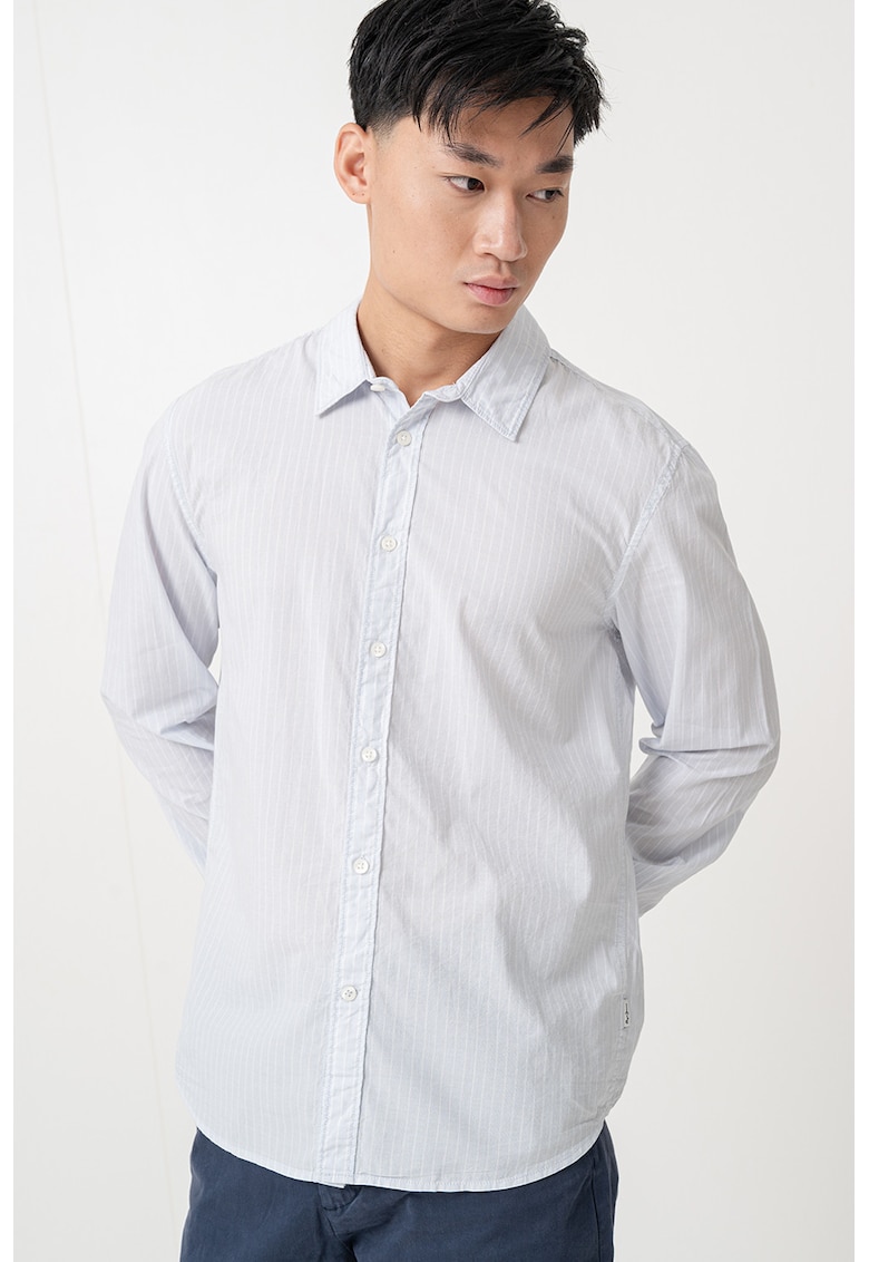 Camasa cu dungi discrete si mansete cu nasturi Claybourn