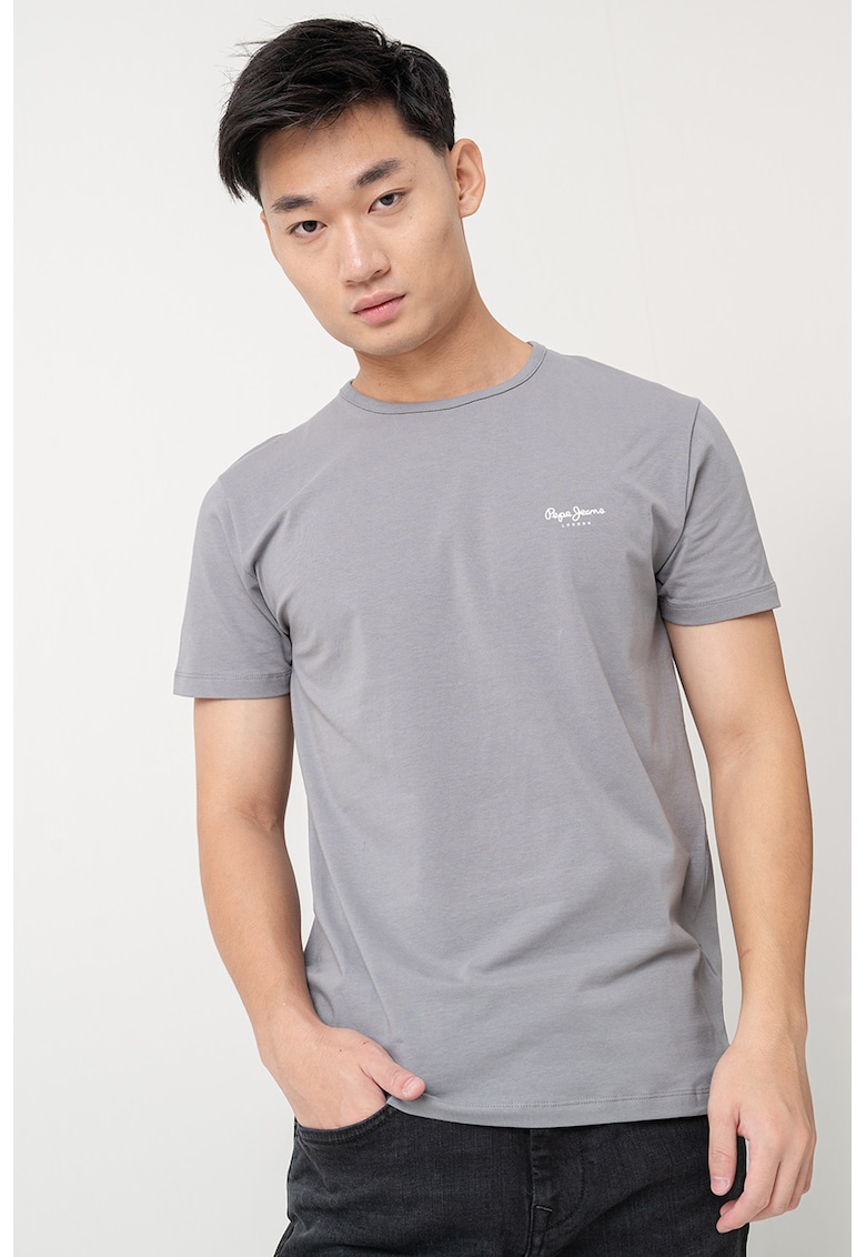 Tricou slim fit cu logo discret
