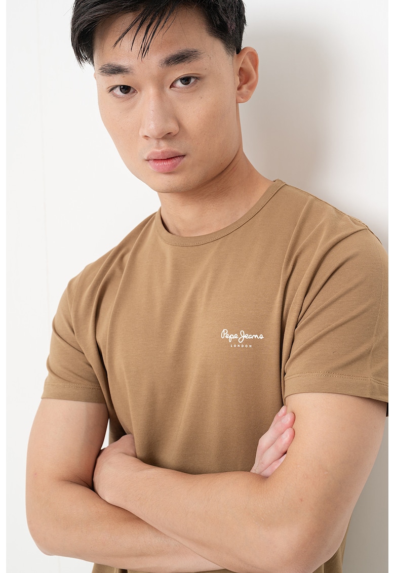 Tricou slim fit cu logo discret