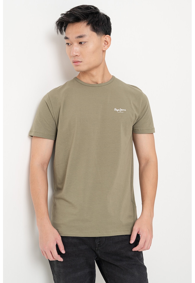 Tricou slim fit cu logo discret