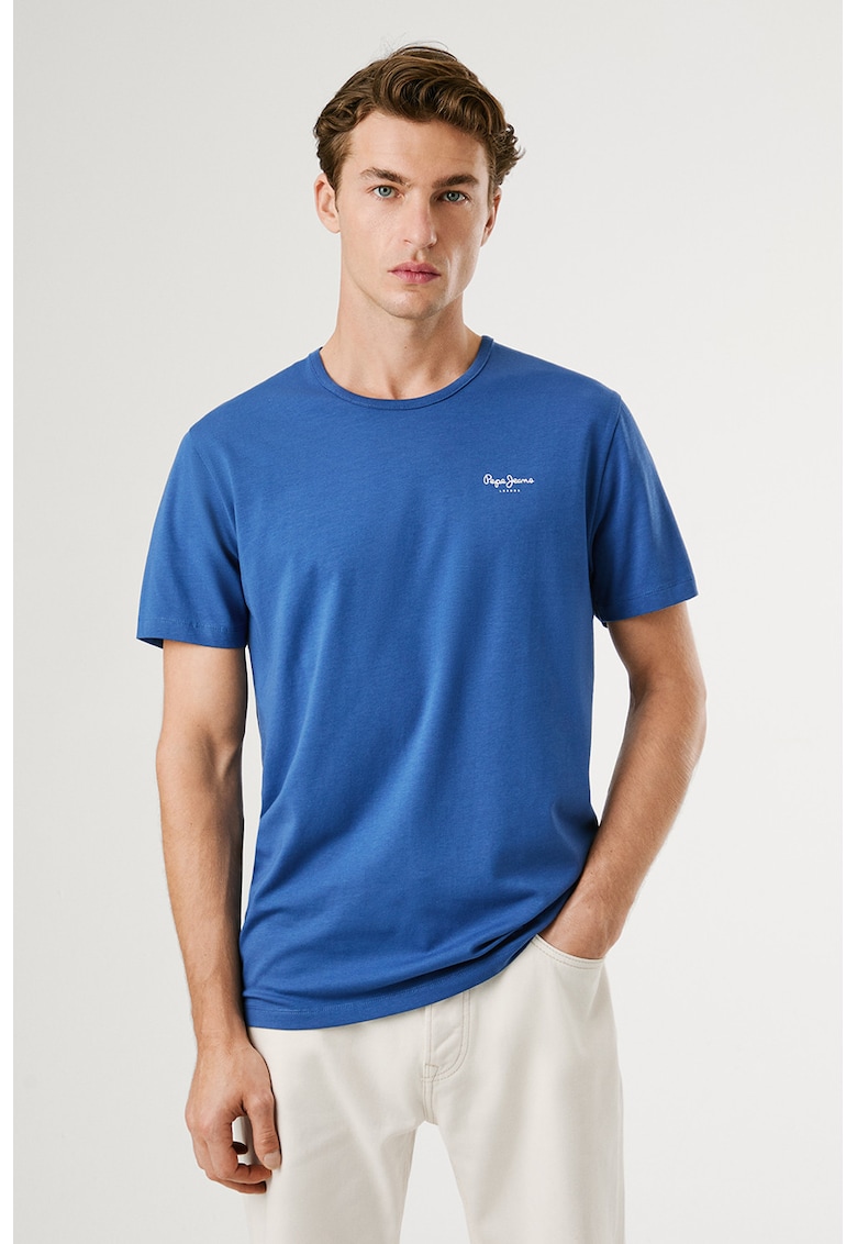 Tricou slim fit cu logo discret