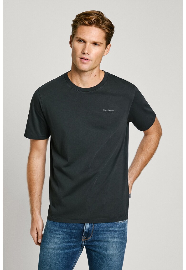 Tricou din bumbac cu logo discret Jacko - Gri antracit