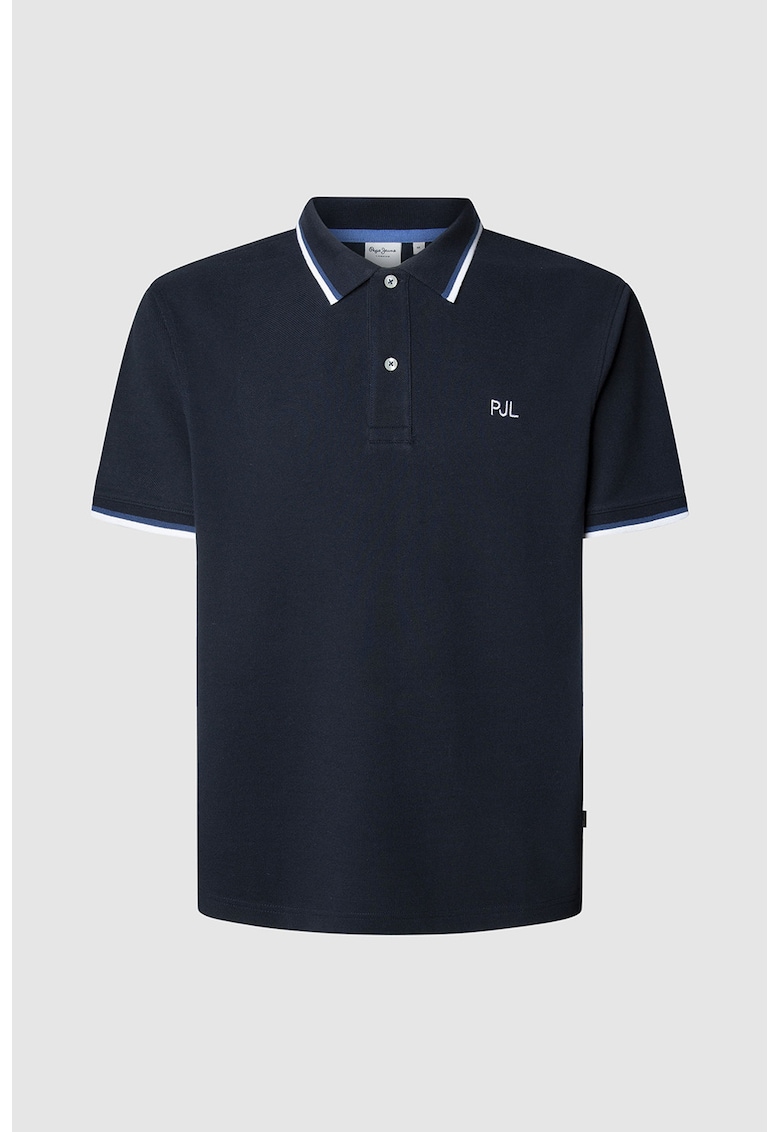 Tricou polo regular fit cu terminatii contrastante