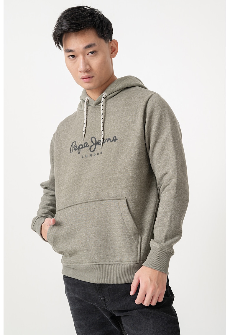 Hanorac din amestec de bumbac cu logo - Verde