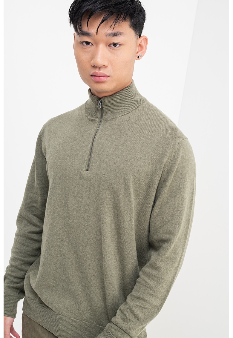 Pulover regular fit uni cu guler cu fermoar