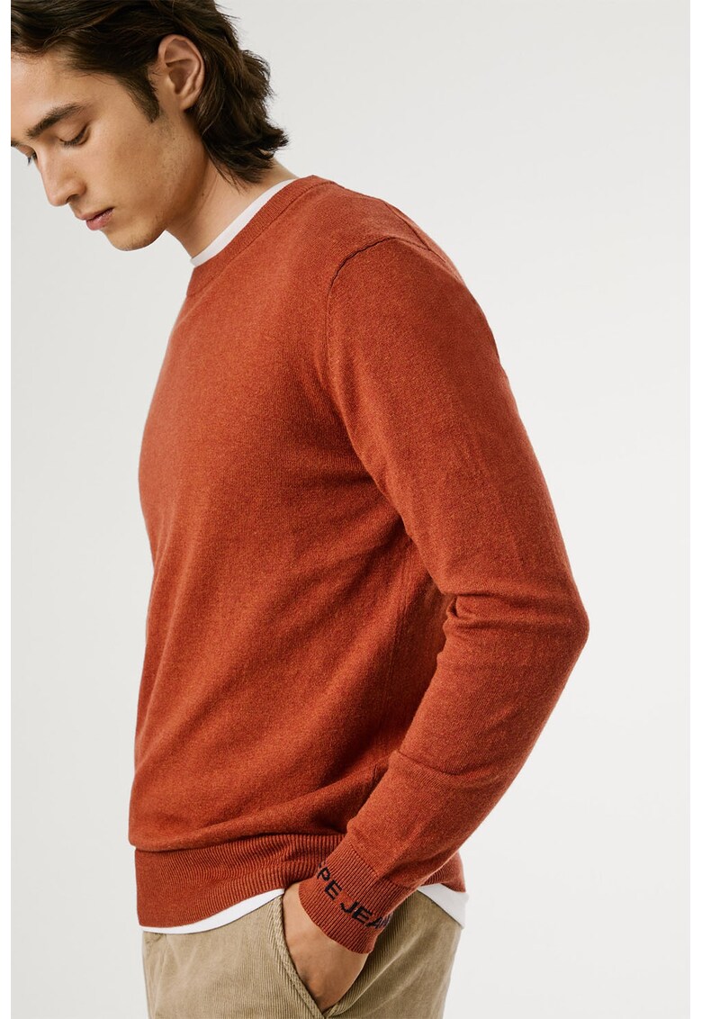 Pulover uni cu margini striate