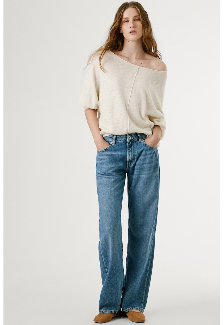 Blugi relaxed fit cu talie inalta - Albastru deschis