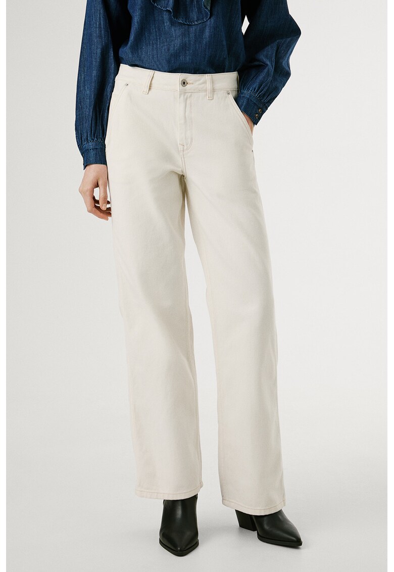 Blugi drepti cu talie medie - Alb murdar