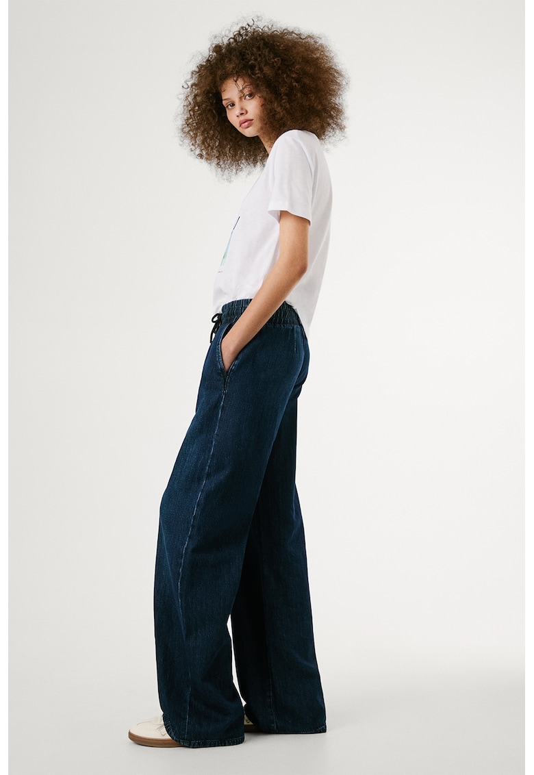 Blugi relaxed fit cu snururi de ajustare Blugi relaxed fit cu snururi de ajustare