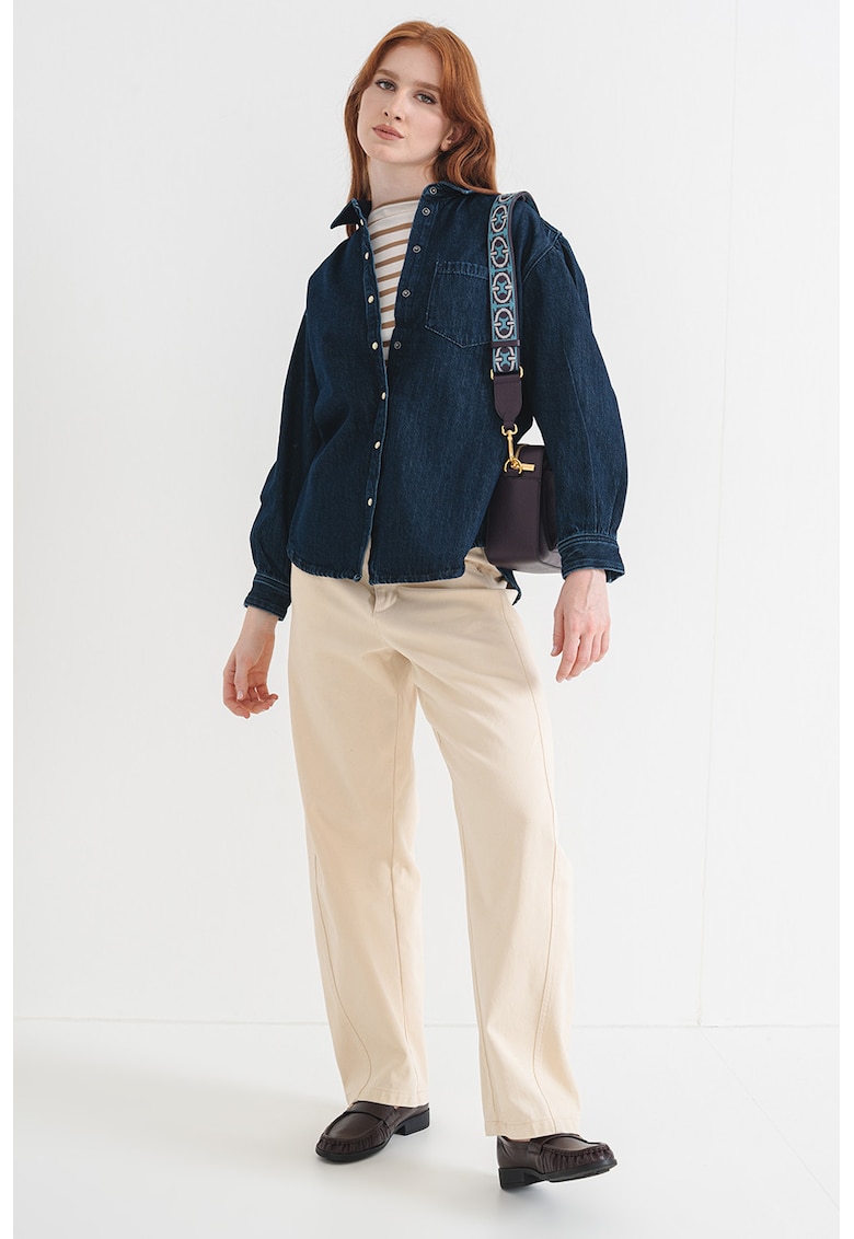 Camasa de denim cu buzunar pe piept Camasa de denim cu buzunar pe piept