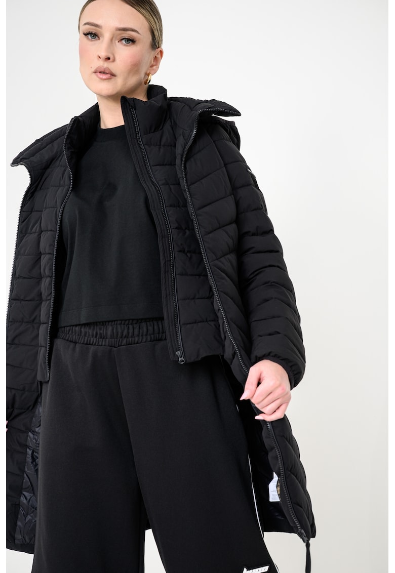 Geaca lunga matlasata - Negru