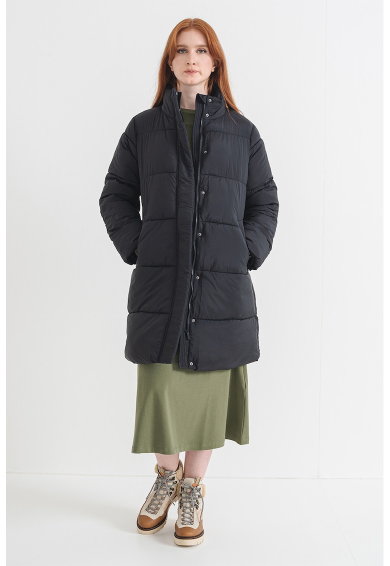 Geaca lunga cu vatelina si guler