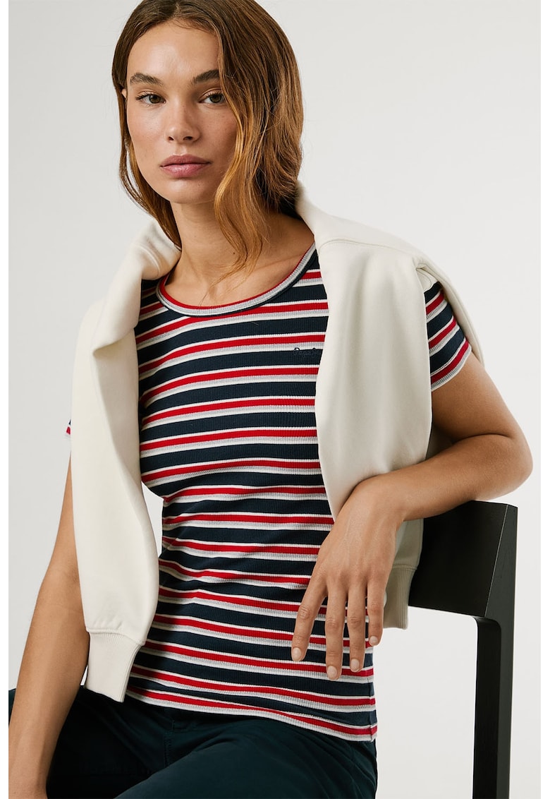 Tricou din amestec de bumbac cu model in dungi Tricou din amestec de bumbac cu model in dungi