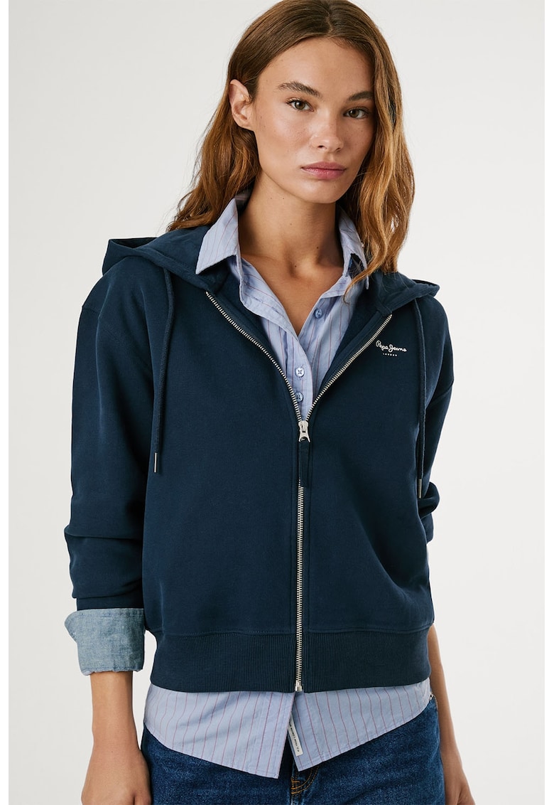 Hanorac din amestec de bumbac cu fermoar