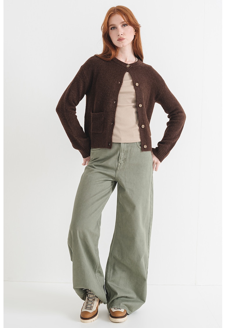 Cardigan cu buzunare aplicate