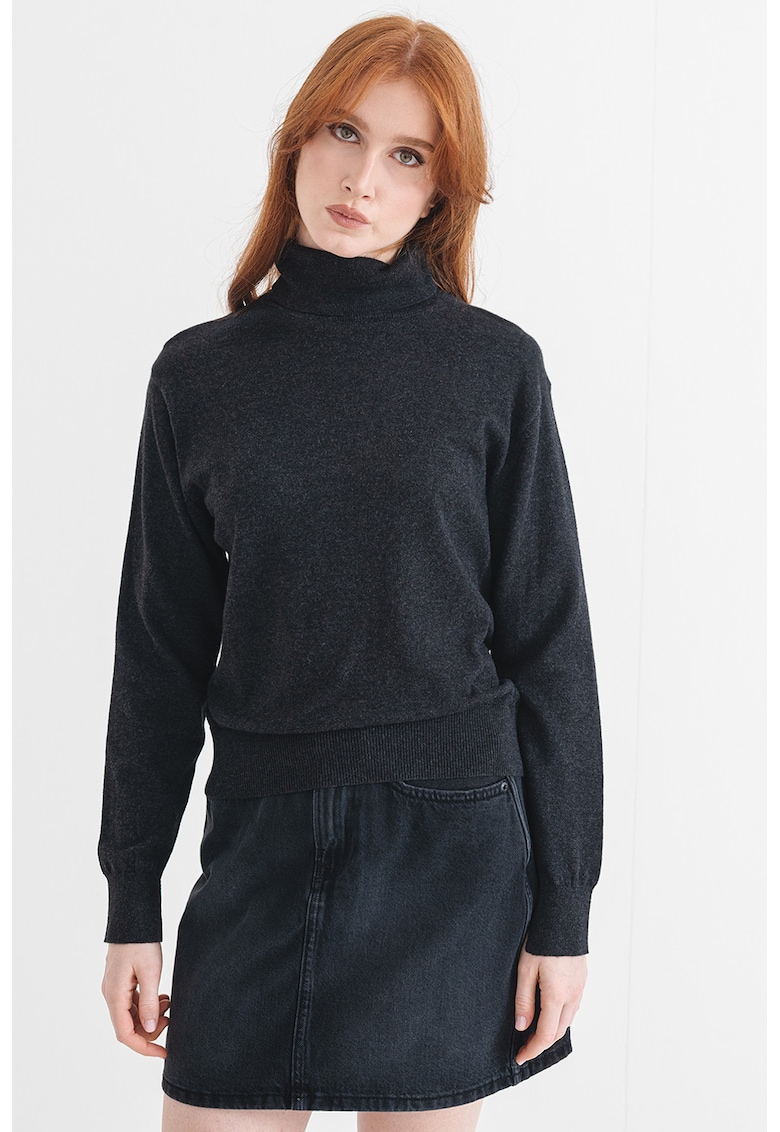Pulover din amestec de lana si casmir - cu guler inalt