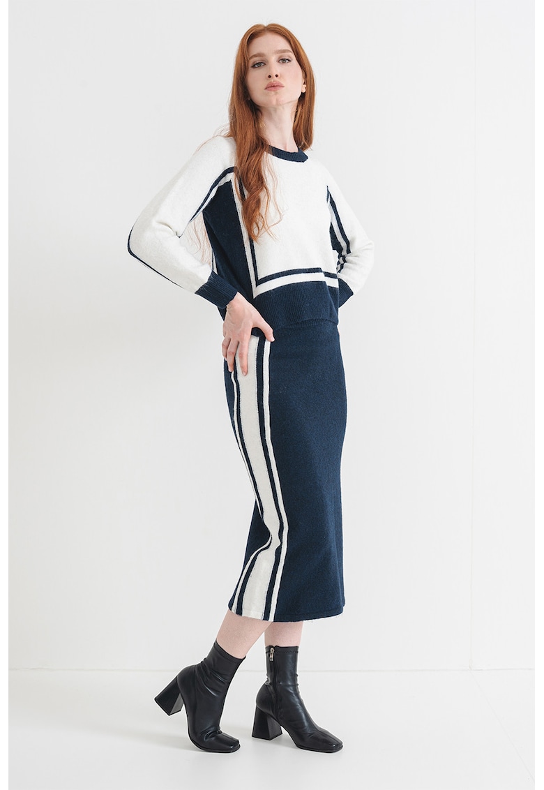 Pulover din amestec de lana cu maneci raglan