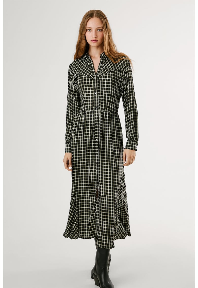 Rochie cu maneci lungi si model in carouri