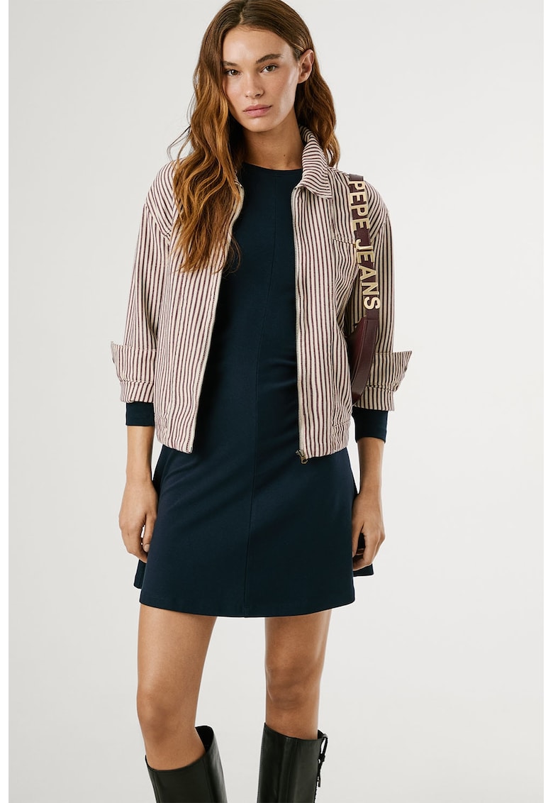 Rochie evazata cu model uni - Bleumarin