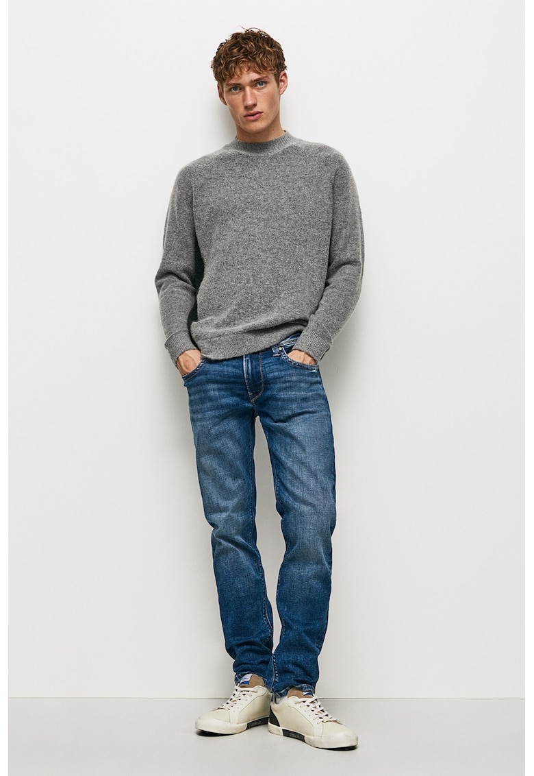 Blugi slim-fit cu design cinci buzunare - Albastru pastel