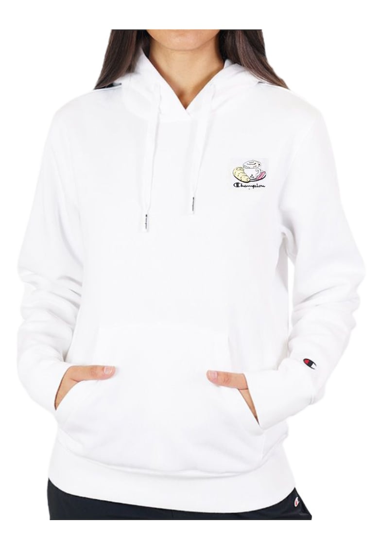 Hanorac cu gluga si imprimeu grafic discret