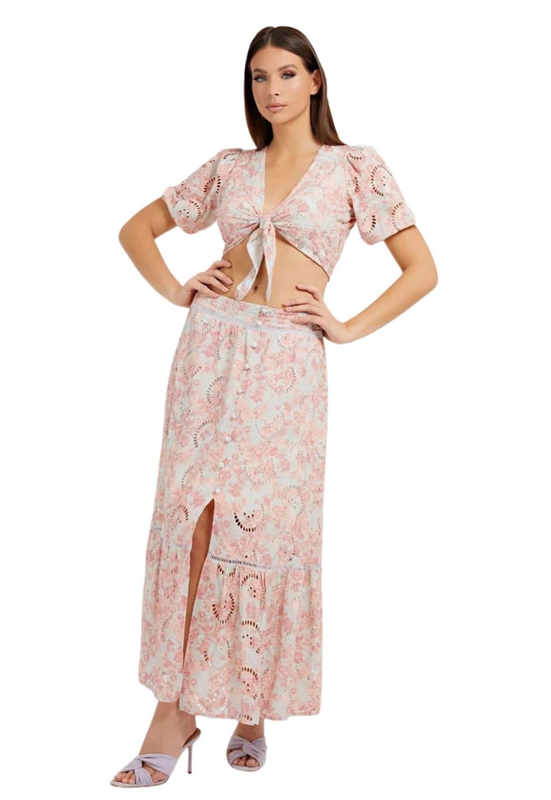 Bluza crop cu broderie