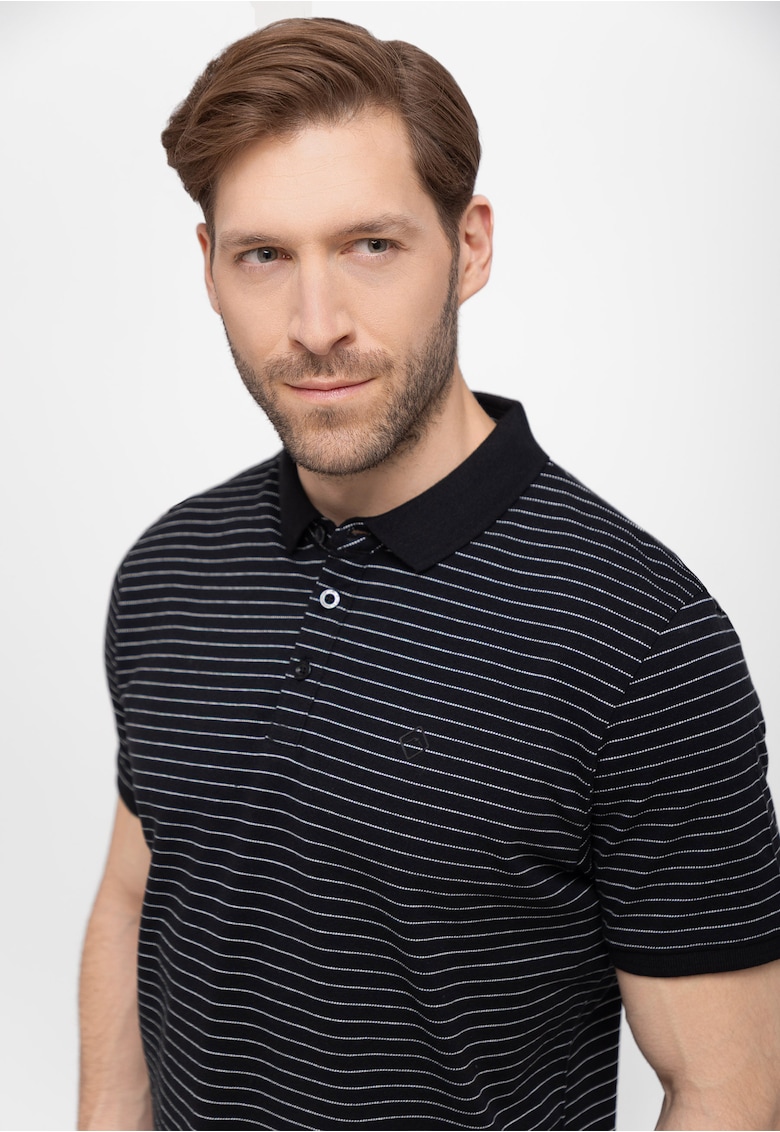 Tricou polo O-Will pentru barbati - cu dungi bleumarin