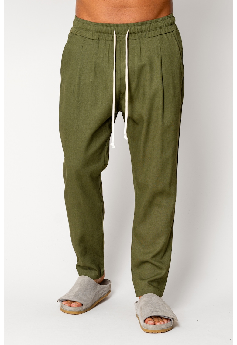 Pantaloni lung din IN regular cu snur Kaki 17561