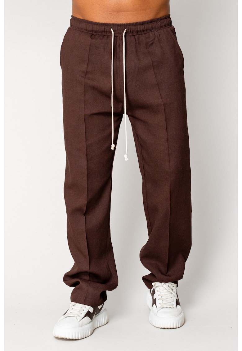 Pantaloni lung din IN cu snur Dark Brown 17557 - Maro