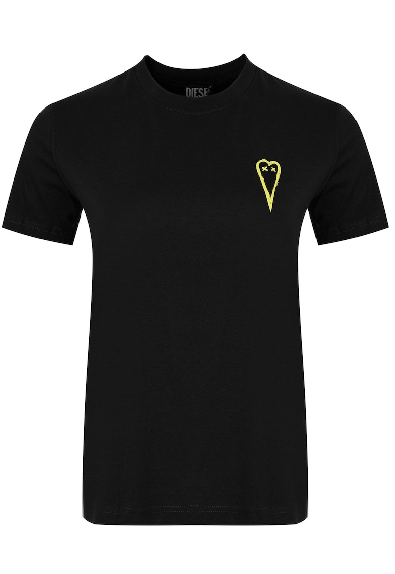 Tricou Dama - A18993-Rhera-9Xx - Negru - 100% Bumbac - Croi Simplu - Decolteu Rotund - Confortabile - de inalta calitate - Negru