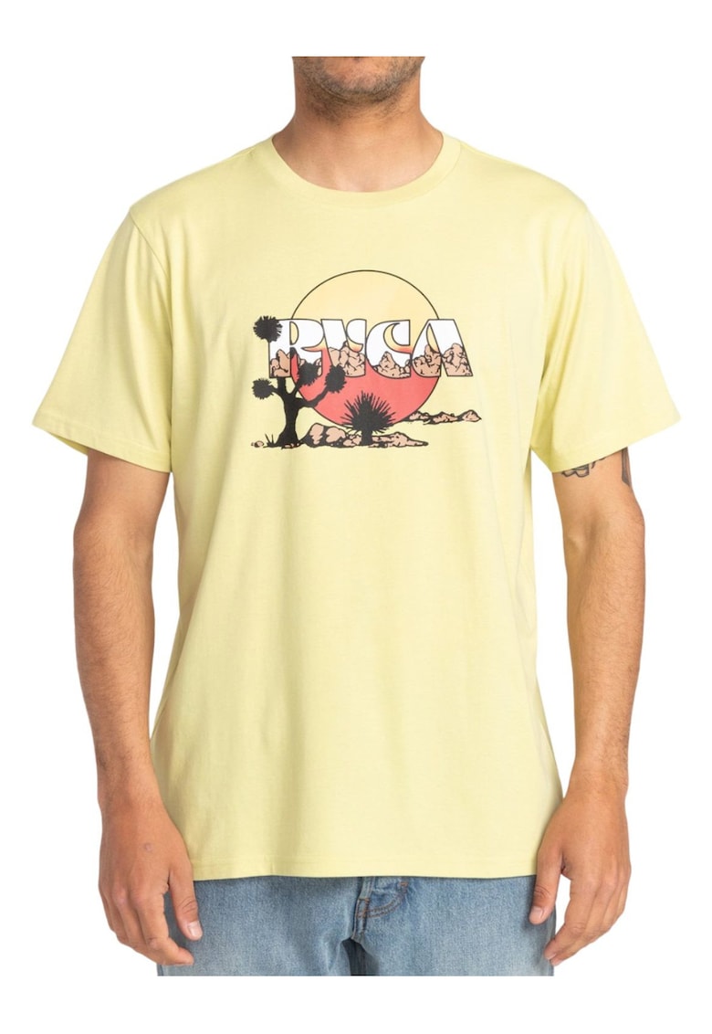 Tricou cu imprimeu si decolteu la baza gatului - Tricou cu imprimeu si decolteu la baza gatului -