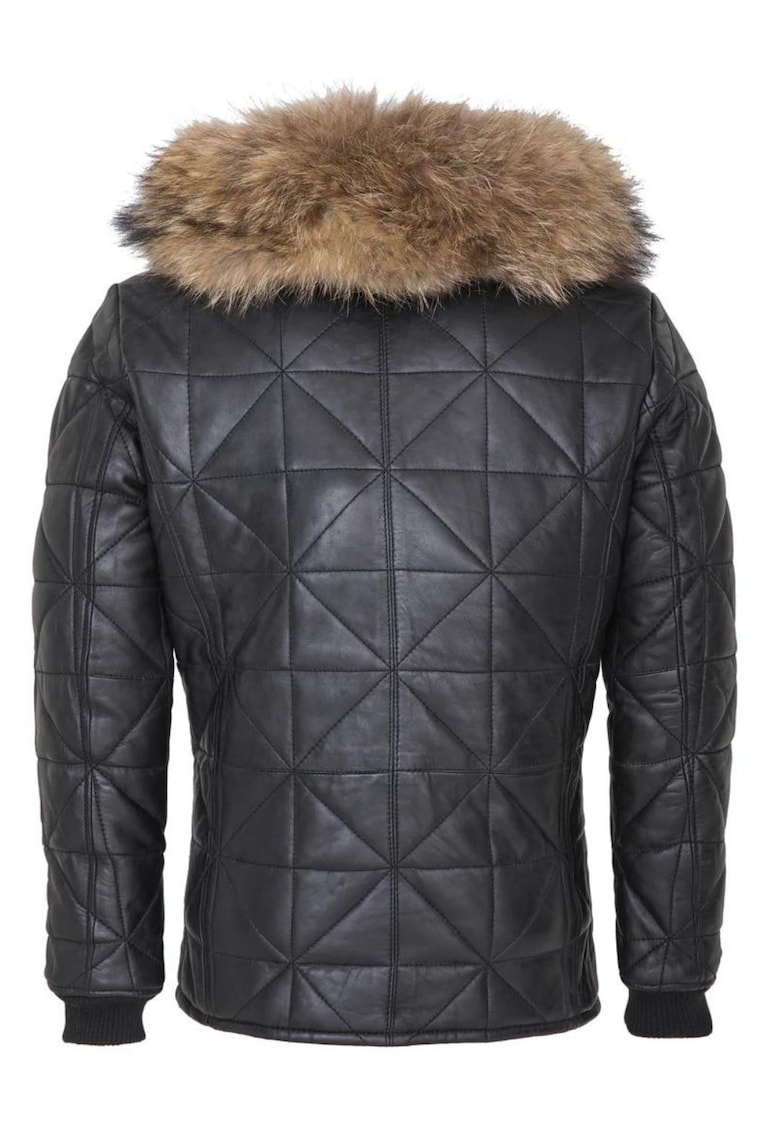 Jacheta de piele de cu gluga - Jacheta de piele de cu gluga -