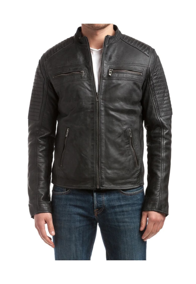 Jacheta din piele Neil cu fermoar -