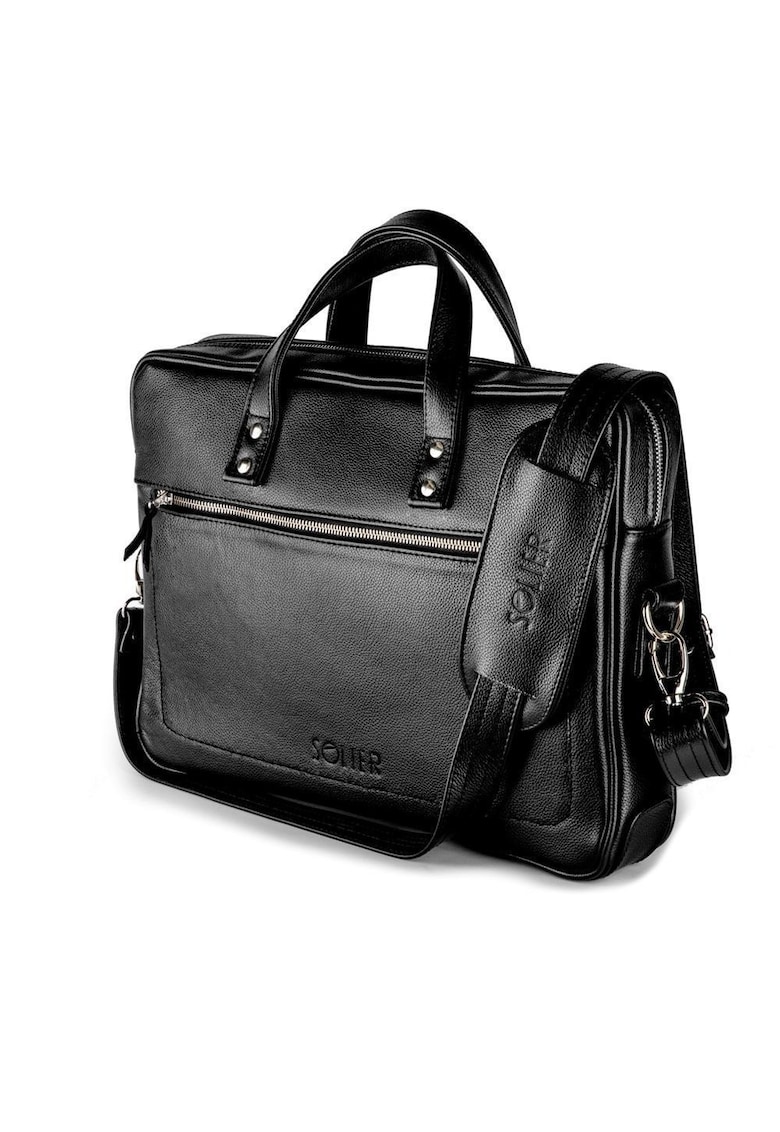 Geanta barbateasca din piele pentru laptop SL04 Waterford Negru