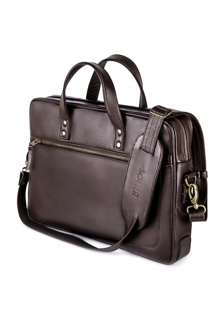 Geanta barbateasca din piele pentru laptop SL04 Waterford Maro