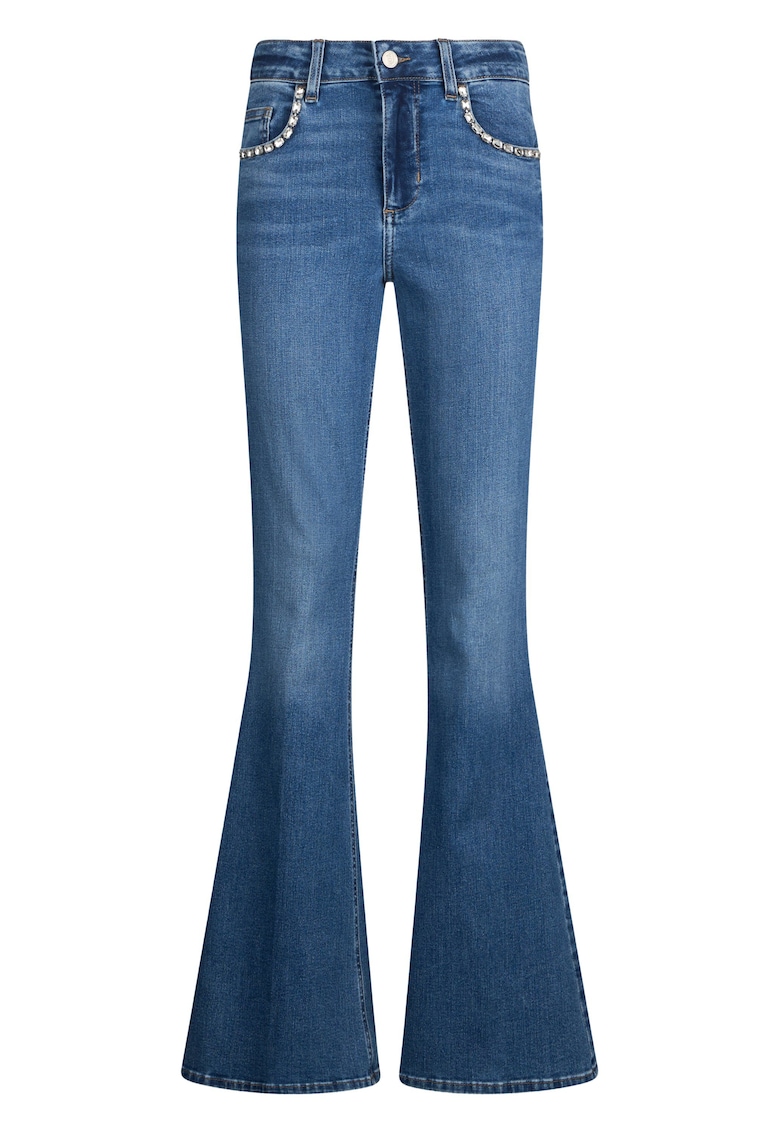 Blugi evazati cu talie inalta - Albastru royal