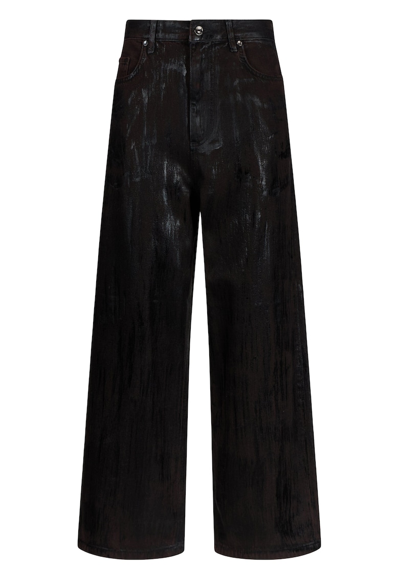 Blugi cu aspect peliculizat si talie inalta