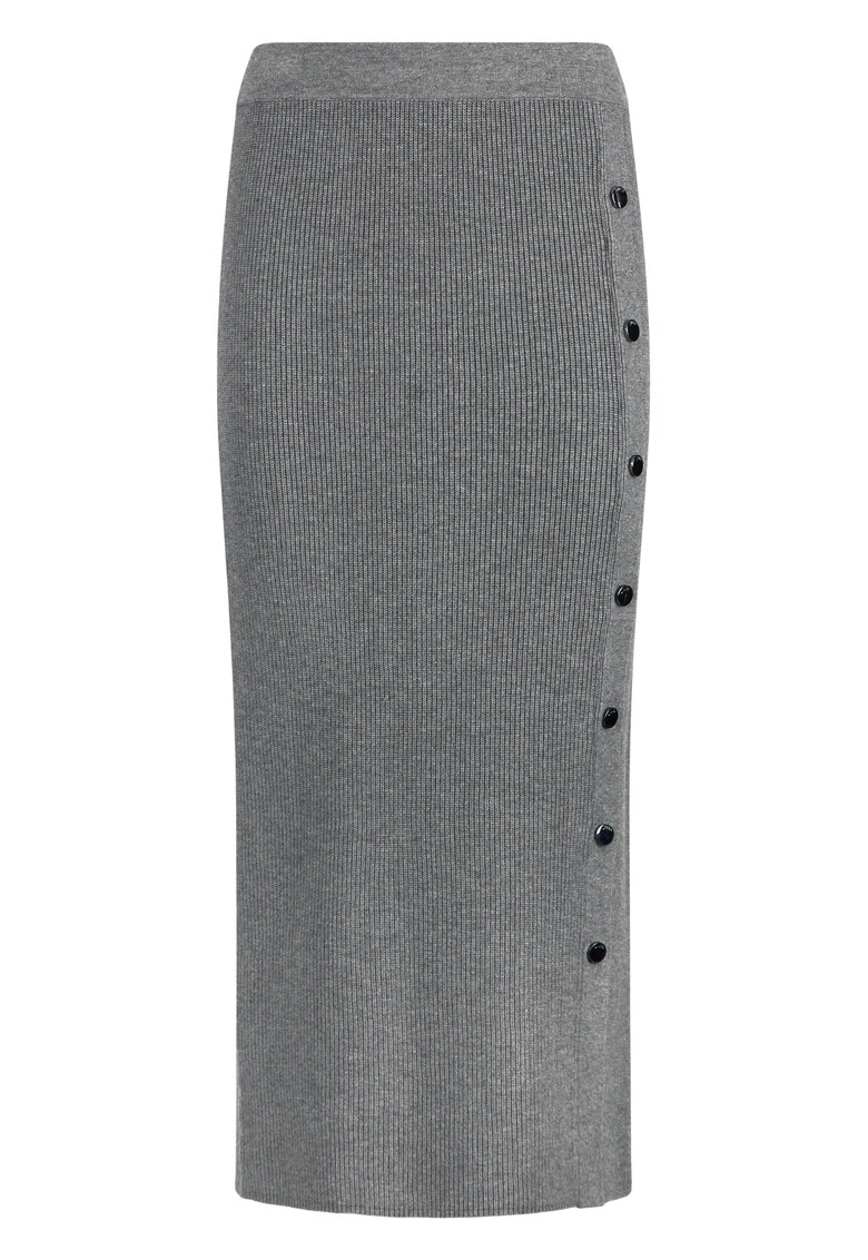 Fusta midi din tricot cu croiala cambrata - Gri
