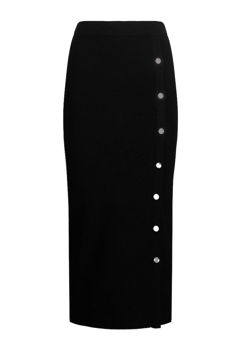 Fusta midi din tricot cu croiala cambrata - Negru