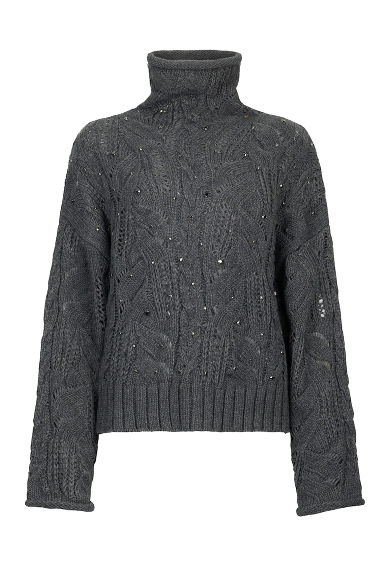 Pulover din amestec de lana cu strasuri