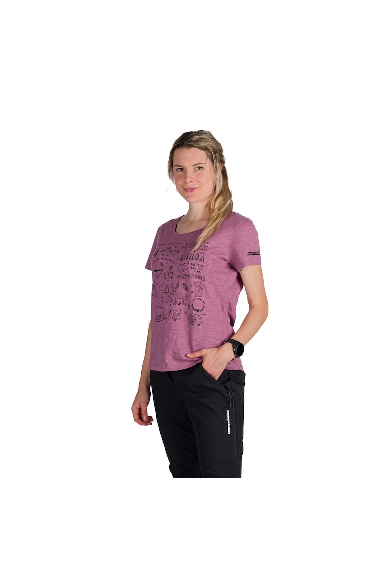 Tricou tehnic outdoor din bumbac organic pentru femei Amie rosewinedwqf