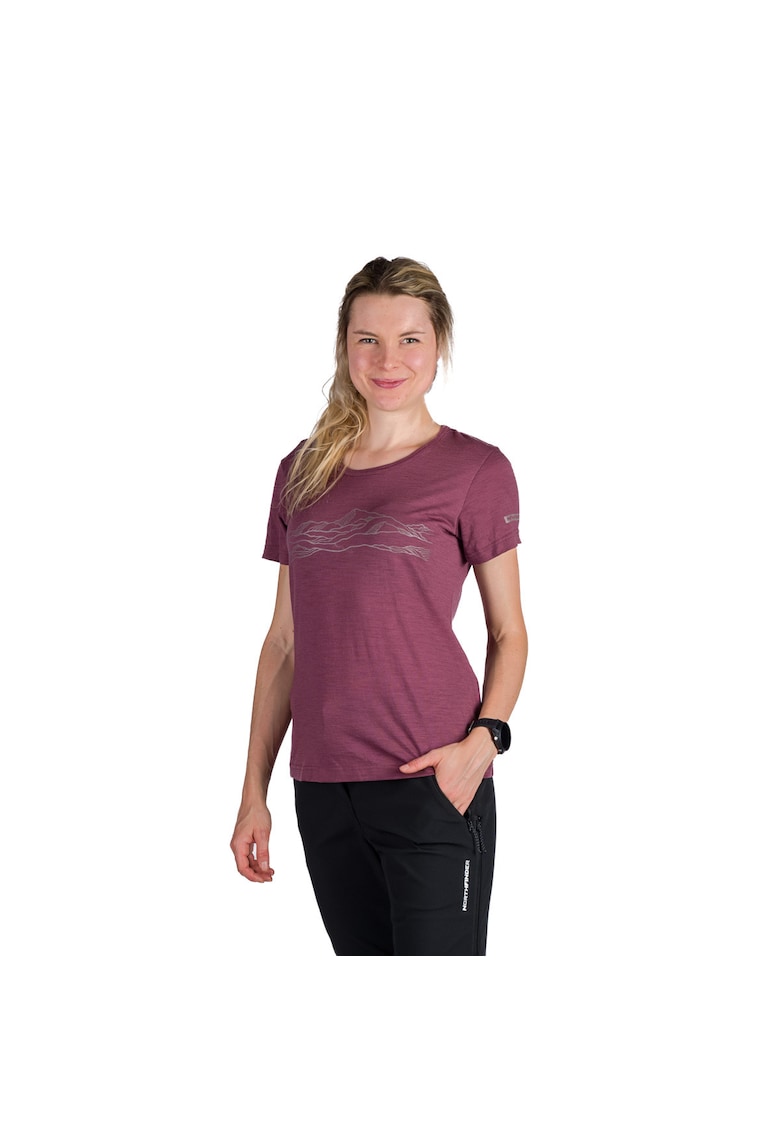 Tricou tehnic outdoor din lana merino femei Jenifer rosewinesadxzf