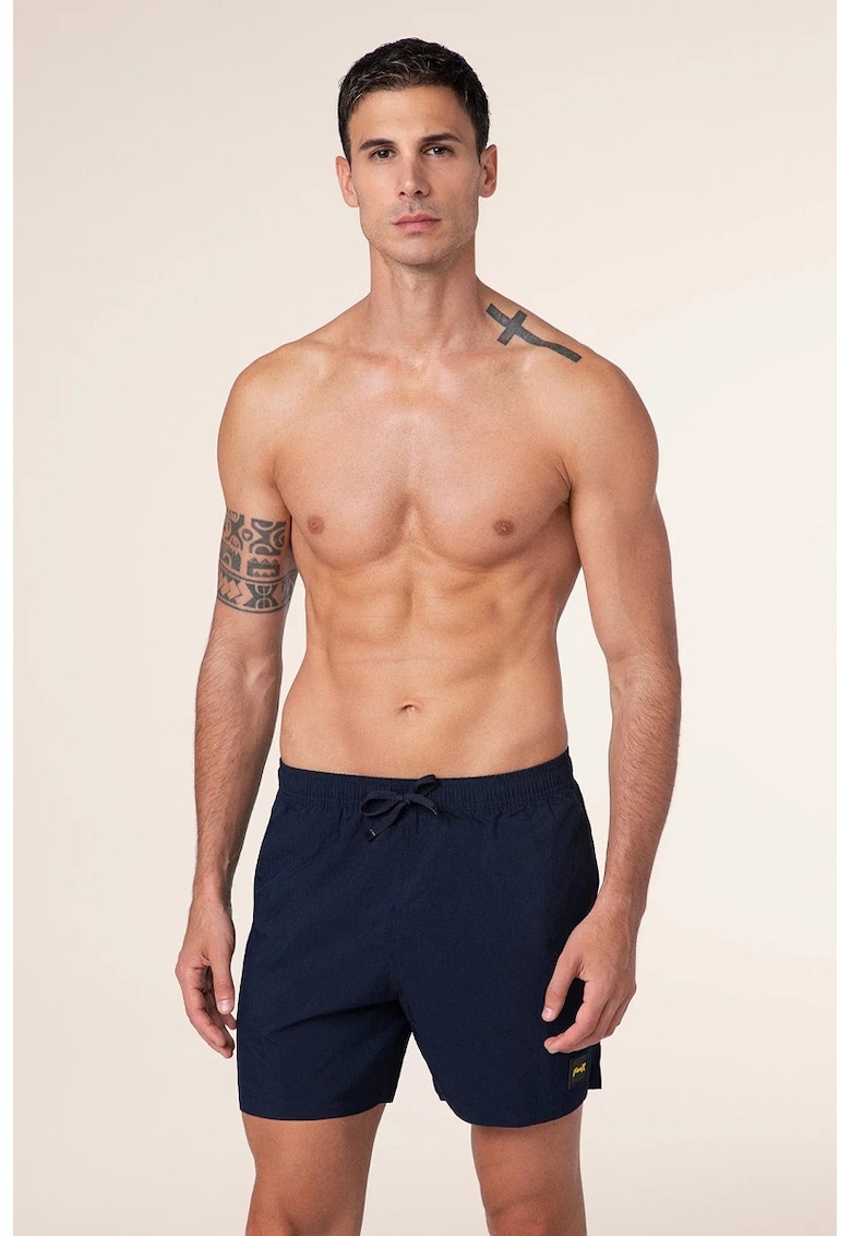 Bermude de plajă cu șnur în talie și buzunare laterale -