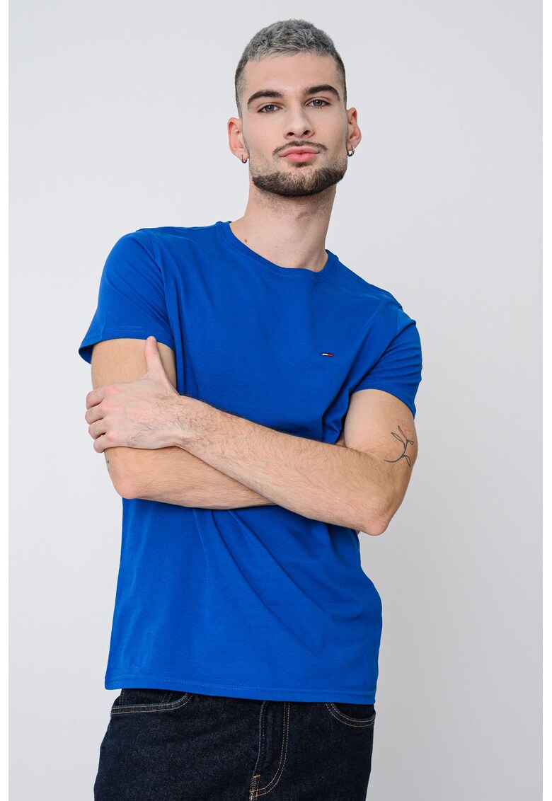 Tricou slim fit de bumbac - Albastru