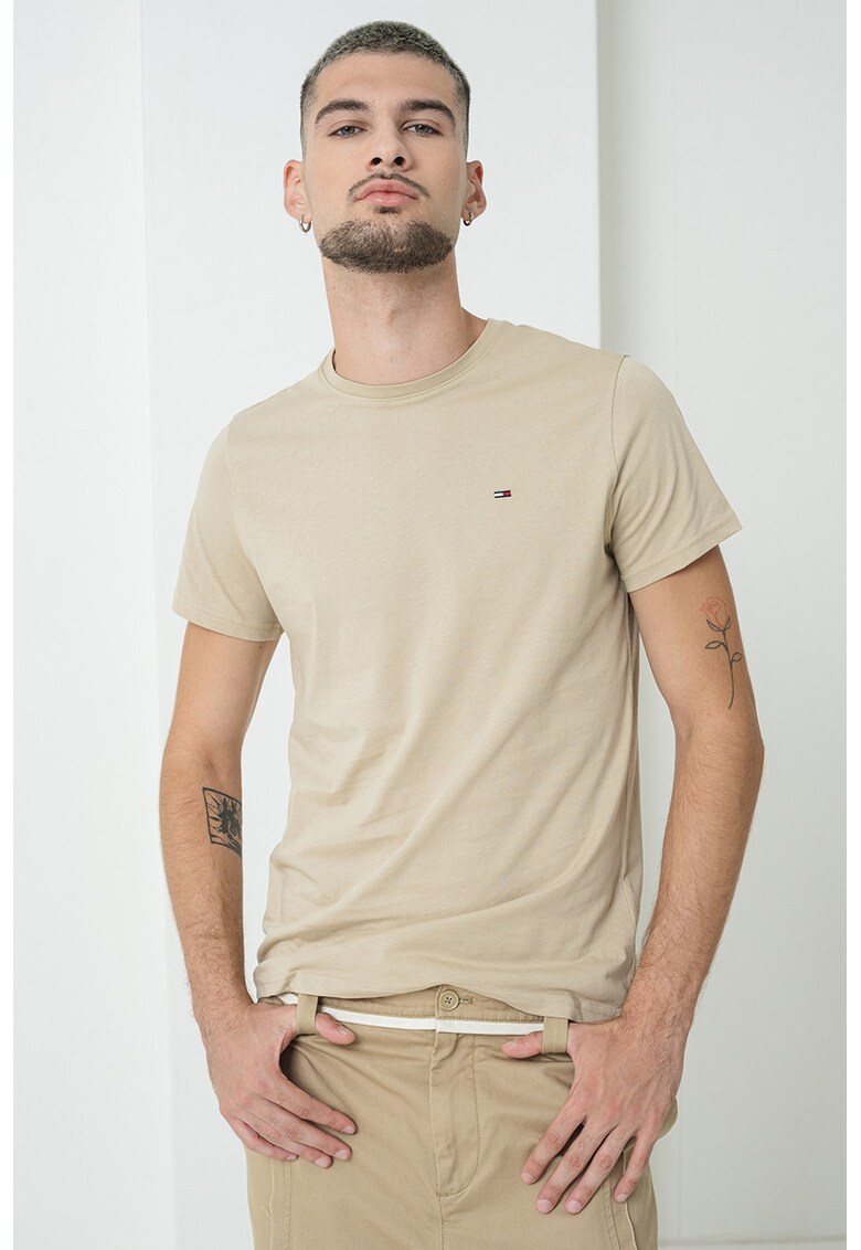 Tricou slim fit de bumbac - Verde masliniu