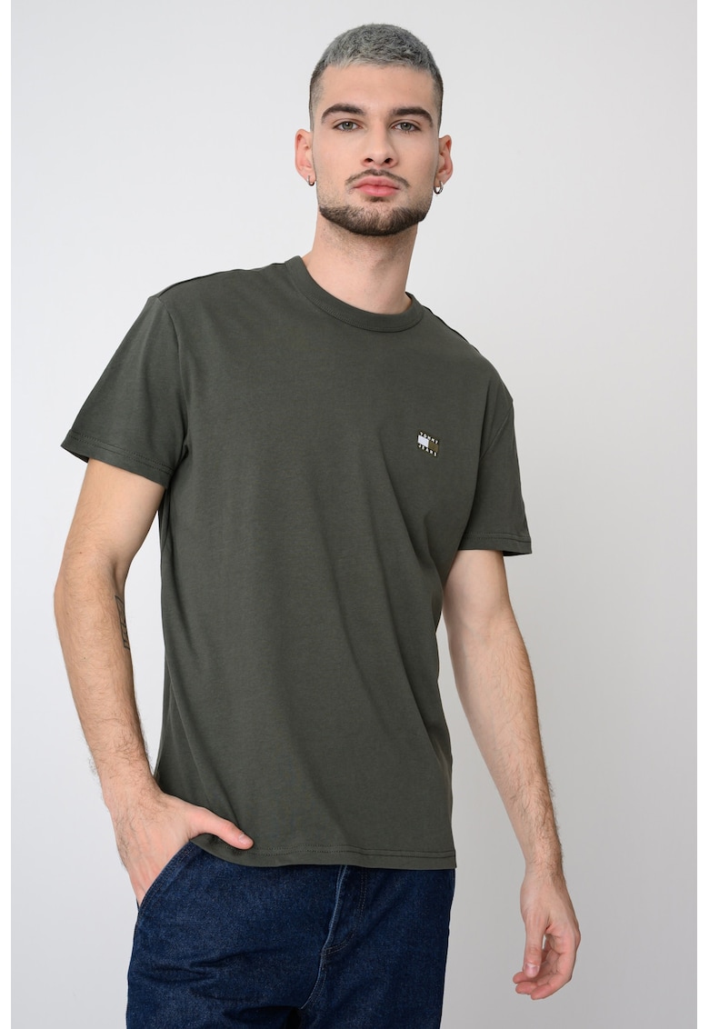 Tricou regular fit de bumbac cu logo discret - Verde