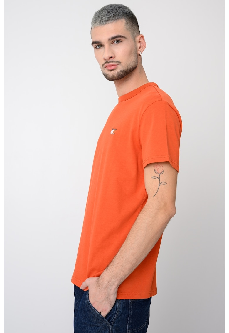 Tricou regular fit de bumbac cu logo discret - Portocaliu mandarina