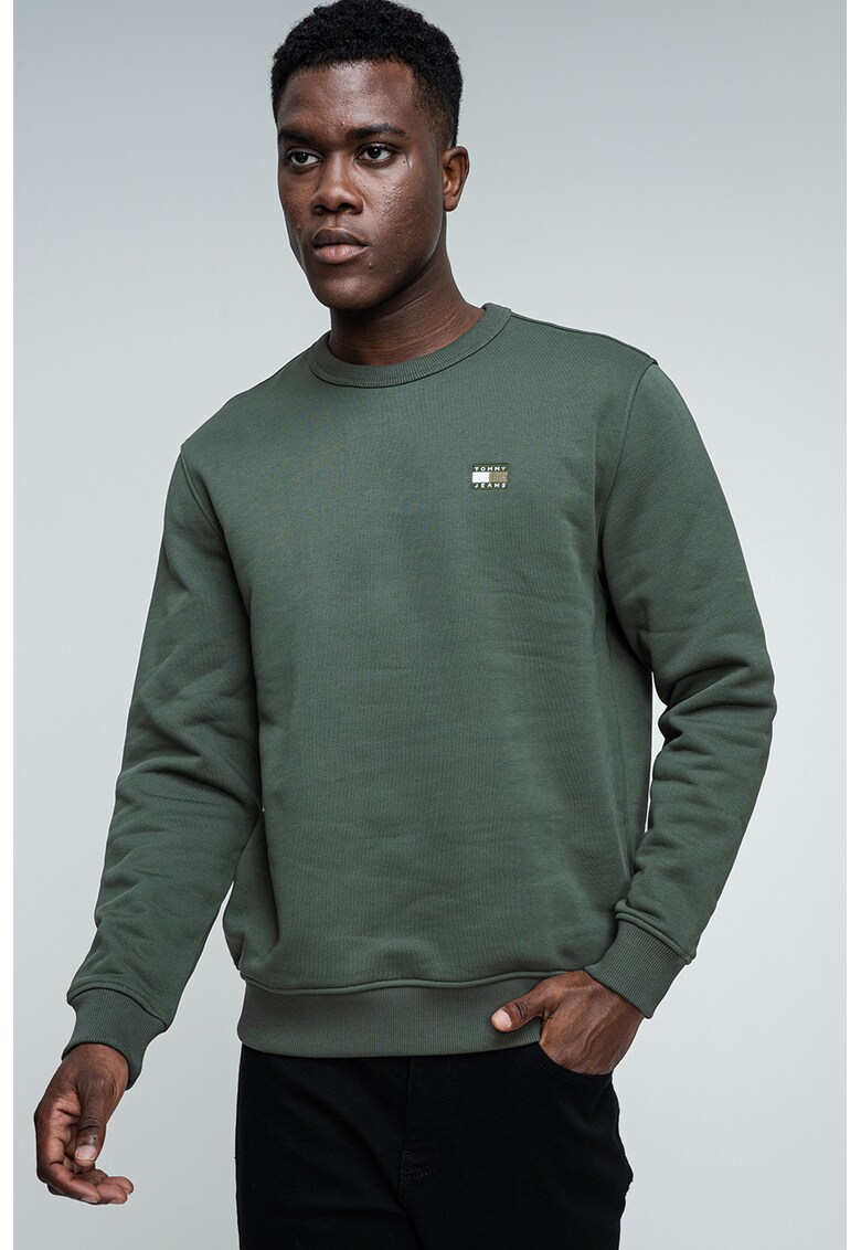 Bluza de trening cu decolteu la baza gatului si logo - Verde pal